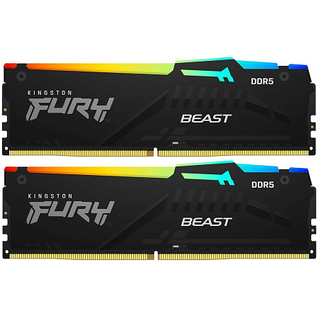 Модуль памяти DIMM 64Gb 2х32Gb DDR5 PC44800 5600MHz Kingston Fury Beast RGB Black (KF556C40BB2AK2-64)