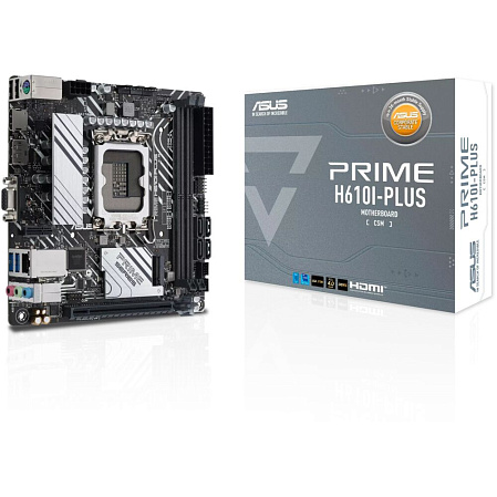 Материнская плата ASUS Prime H610I-Plus-CSM H610 Socket-1700 2xDDR5, 4xSATA3, 1xM.2, 1xPCI-E16x, 2xUSB3.2, D-Sub, DP, HDMI, Glan, mini-ITX