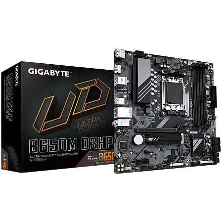 Материнская плата Gigabyte B650M D3HP Socket-AM5 AMD B650 4xDDR5, 4xSATA3, RAID, 2xM.2, 1xPCI-E16x, 3xUSB3.2, 1xUSB3.2 Type C, 2xDP, HDMI, 2.5Glan, mATX Ret