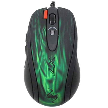 Мышь A4Tech XL-750BK Green fire проводная