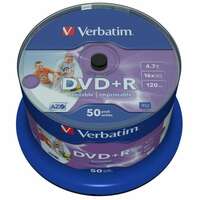 Оптический диск DVD+R диск Verbatim 4,7Gb 16x 50шт. CakeBox InkJet Printable (43512)