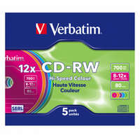 Оптический диск CDRW диск Verbatim DataLifePlus 700Mb 12x SlimCase 5шт (43167) 